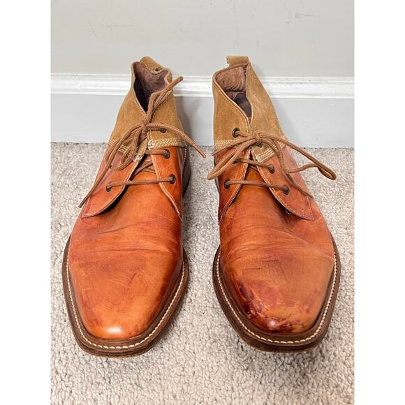 Taft Leather Lace-Up Block Heel Ankle Chukka Work Boots Brown Men's Size EU 42 - Picture 3 of 10